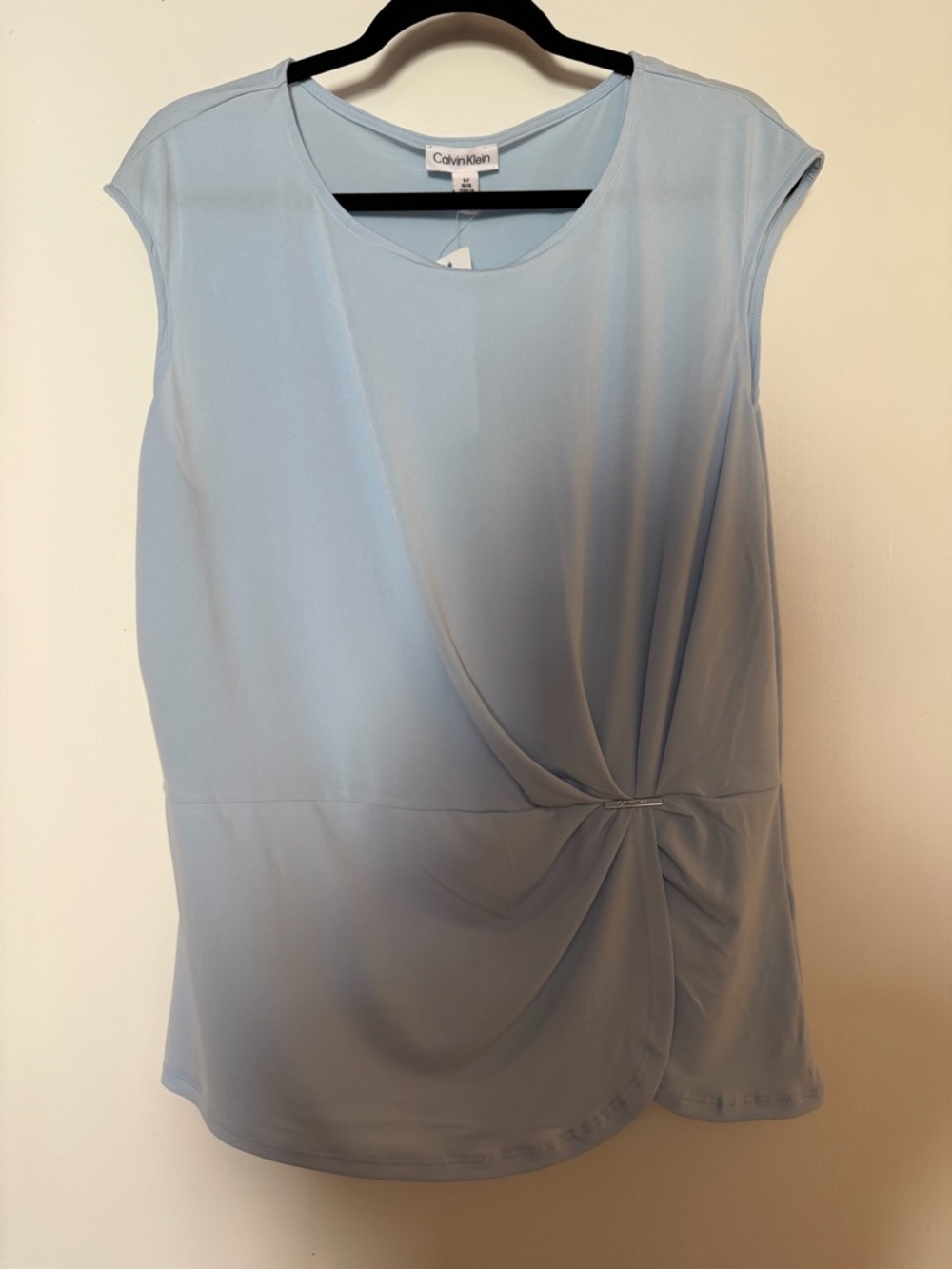Calvin Klein Pale Blue Twist-Front Sleeveless Top